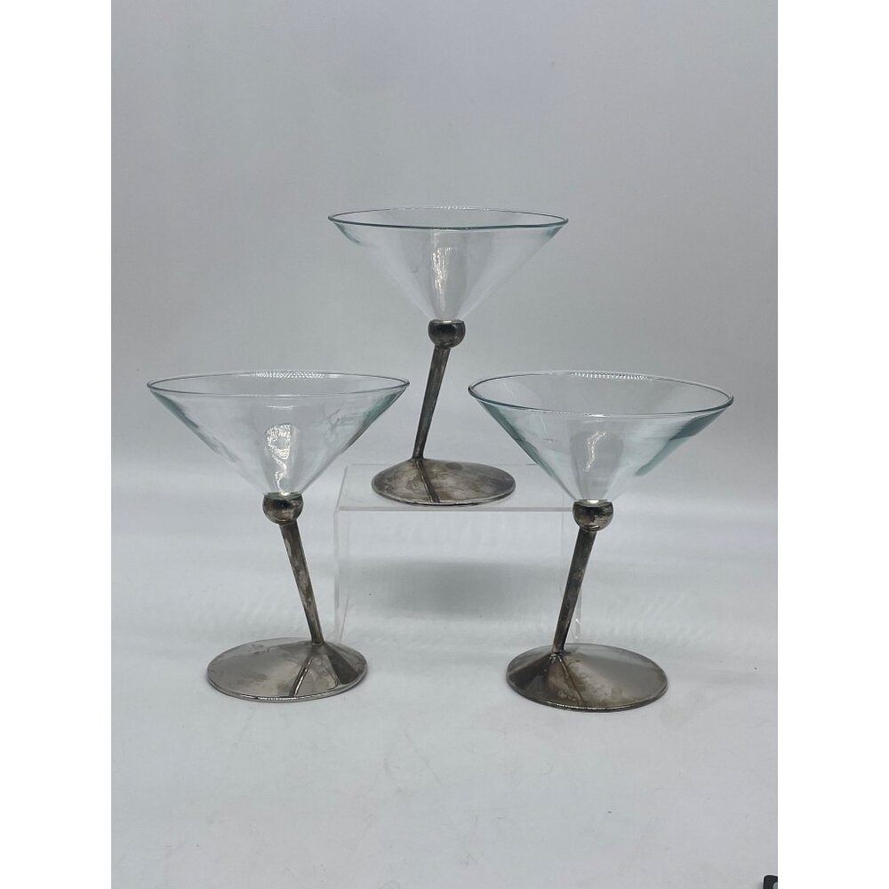 Classic Collectibles Beefeater Premium Gin Martini Glasses Silver-Plated Set 3